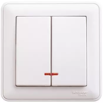 Выключатель накладной Schneider Electric W59 VS510-251-18 двухклавишный с индикатором белый