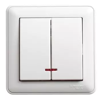 Выключатель накладной Schneider Electric W59 VS516-251-18 двухклавишный с индикатором белый