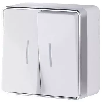 Выключатель накладной Werkel Gallant WL15-03-03 двухклавишный с индикатором белый