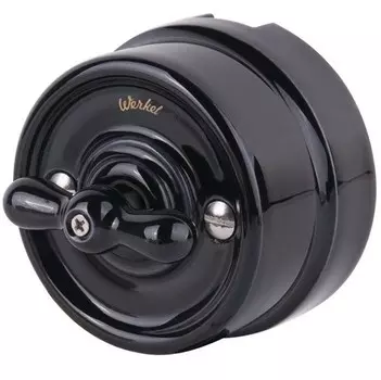 Выключатель накладной Werkel Retro WL18-01-05 двухклавишный на 4 положения черный