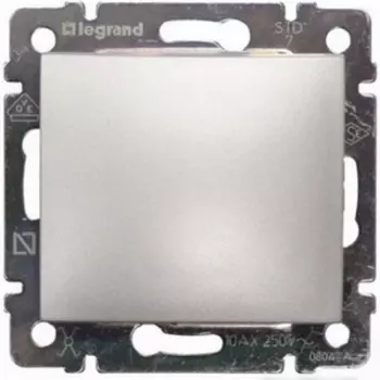 Выключатель одноклавишный LeGrand Valena без фиксации кнопка 770111 цвет алюминий