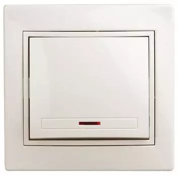 Выключатель одноклавишный с подсветкой Intro Plano 1-102-02 слоновая кость