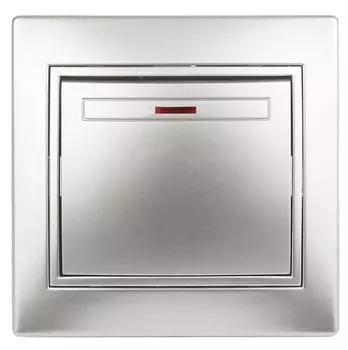 Выключатель одноклавишный с подсветкой Intro Plano 1-102-03 алюминий