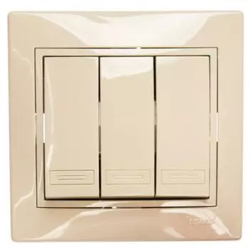 Выключатель трехклавишный Lezard Mira 701-0303-109 крем