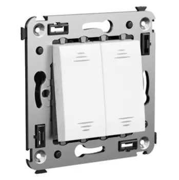 Выключатель встраиваемый DKC 4400104 Avanti двухклавишный Белое облако