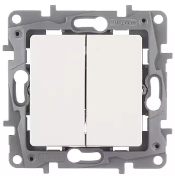 Выключатель встраиваемый двухклавишный LeGrand Etika 672212 белый