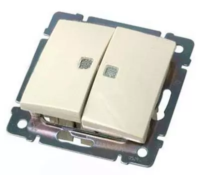Выключатель встраиваемый двухклавишный с подсветкой LeGrand Valena 774328 слоновая кость