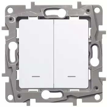 Выключатель встраиваемый LeGrand Etika 672204 двухклавишный с индикатором белый