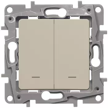 Выключатель встраиваемый LeGrand Etika 672304 двухклавишный с индикатором слоновая кость