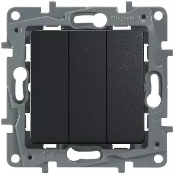 Выключатель встраиваемый LeGrand Etika 672613 трехклавишный антрацит