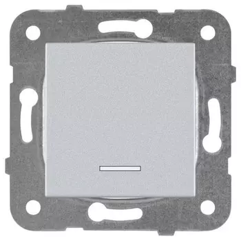 Выключатель встраиваемый Panasonic Karre Plus WKTT00022SL-RES одноклавишный с подсветкой серебро