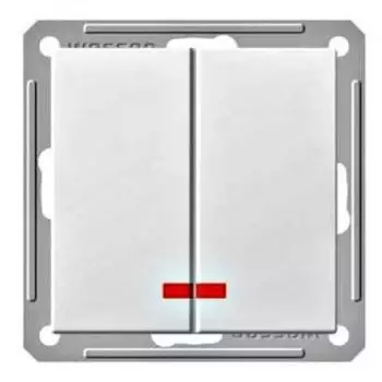 Выключатель встраиваемый Schneider Electric Дуэт WDE000153 двухклавишный с индикатором белый