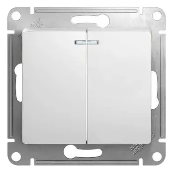 Выключатель встраиваемый Schneider Electric Glossa GSL000153 двухклавишный с индикатором белый