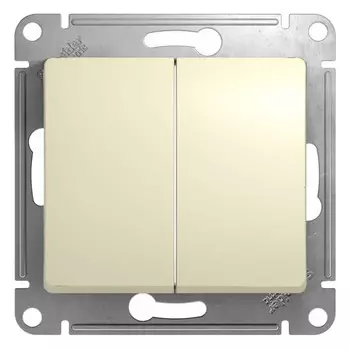 Выключатель встраиваемый Schneider Electric Glossa GSL000251 двухклавишный бежевый