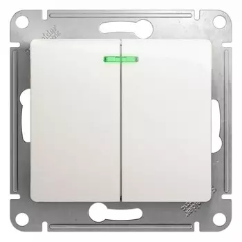 Выключатель встраиваемый Schneider Electric Glossa GSL000653 двухклавишный с индикатором перламутр