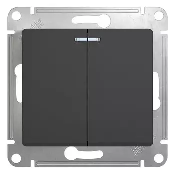 Выключатель встраиваемый Schneider Electric Glossa GSL000753 двухклавишный с индикатором антрацит