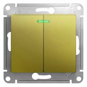 Выключатель встраиваемый Schneider Electric Glossa GSL001053 двухклавишный с индикатором фисташковый
