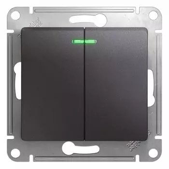 Выключатель встраиваемый Schneider Electric Glossa GSL001353 двухклавишный с индикатором графит
