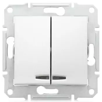 Выключатель встраиваемый Schneider Electric Sedna SDN0300321 двухклавишный с индикатором белый