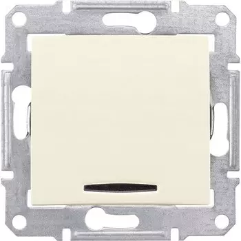 Выключатель встраиваемый Schneider Electric Sedna SDN1400147 одноклавишный с синим индикатором бежевый