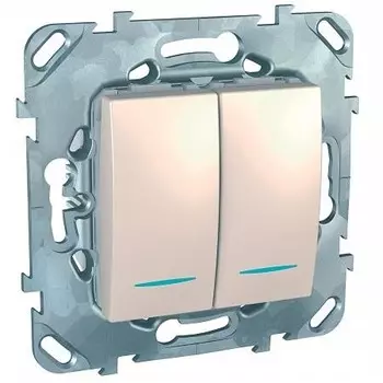 Выключатель встраиваемый Schneider Electric Unica MGU5.0101.25NZD двухклавишный с индикатором бежевый