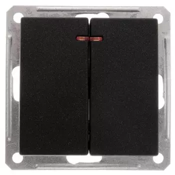 Выключатель встраиваемый Schneider Electric W59 VS516-251-6-86 двухклавишный с индикатором черный бархат