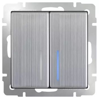 Выключатель встраиваемый Werkel WL02-SW-2G-LED двухклавишный с индикатором глянцевый никель