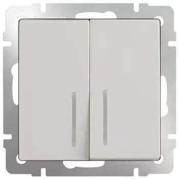 Выключатель встраиваемый Werkel WL03-SW-2G-2W-LED-ivory двухклавишный проходной с индикатором слоновая кость