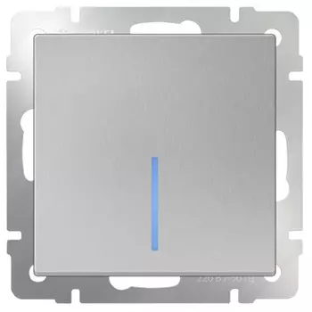 Выключатель встраиваемый Werkel WL06-SW-1G-LED одноклавишный с индикатором серебряный