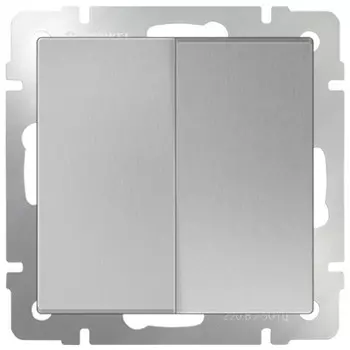 Выключатель встраиваемый Werkel WL06-SW-2G-2W двухклавишный проходной серебряный