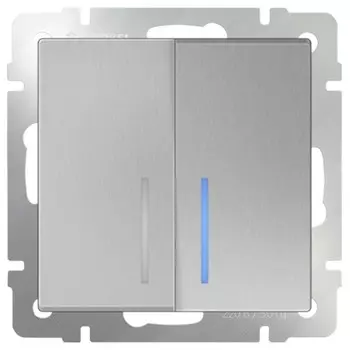 Выключатель встраиваемый Werkel WL06-SW-2G-LED двухклавишный с индикатором серебряный