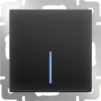 Выключатель встраиваемый Werkel WL08-SW-1G-2W-LED одноклавишный проходной с подсветкой черный матовый