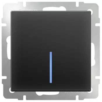 Выключатель встраиваемый Werkel WL08-SW-1G-LED одноклавишный с индикатором черный матовый