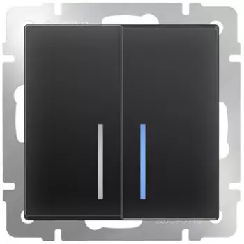 Выключатель встраиваемый Werkel WL08-SW-2G-2W-LED двухклавишный проходной с индикатором черный матовый