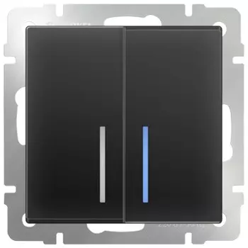 Выключатель встраиваемый Werkel WL08-SW-2G-LED двухклавишный с индикатором черный матовый