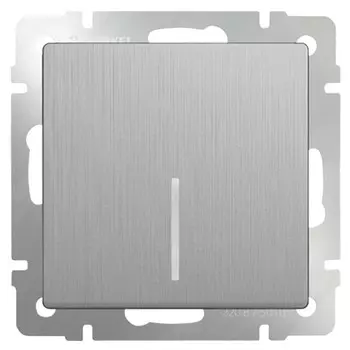 Выключатель встраиваемый Werkel WL09-SW-1G-2W-LED одноклавишный проходной с индикатором серебряный рифленый