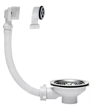 Выпуск для мойки WIRQUIN 30987086 3 1/2"х40 с нержавеющей чашкой Ø112 мм и универсальным переливом