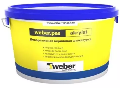 Weber.Pas Akrylat, 25 кг, Штукатурка декоративная акриловая шуба, размер зерна 2 мм