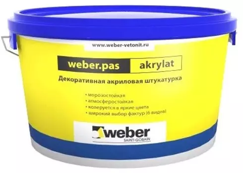 Weber.Pas Akrylat, 25 кг, Штукатурка декоративная акриловая шуба, размер зерна 1 мм