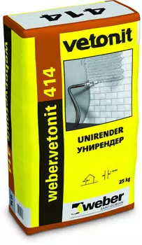 Weber.Vetonit 414, 25 кг, Штукатурка цементно-известковая для машинного нанесения
