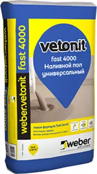 Weber.Vetonit Fast 4000, 20 кг, Наливной пол универсальный