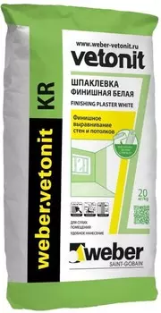 Weber.Vetonit KR 20 кг, Шпатлевка на органическом связующем финишная (белая)