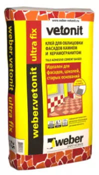 Weber.Vetonit Ultra Fix, 25 кг, Клей для фасадной облицовки