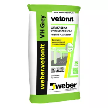 Weber.Vetonit VH Grey 20 кг, Шпатлевка цементная финишная (серая)