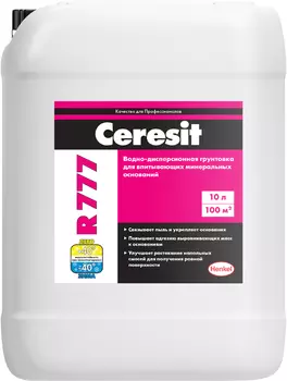 впитывающих минеральных Ceresit R 777, 10 л, Грунтовка для оснований