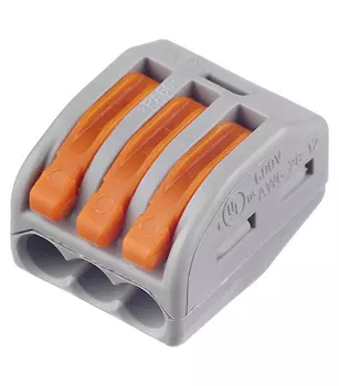 Зажим клемма Wago 222-413 на 3 провода с рычажком 0.08-2.5 мм кв 5 шт