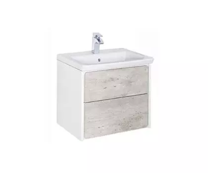 ZRU9303003 тумба под раковину RONDA 70 2 ящика /67,7х41х48/(бетон/белый глянец)