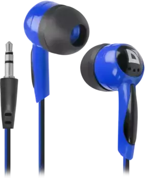 Наушники вставки DEFENDER Basic 604 (63608) чёрный + голубой
