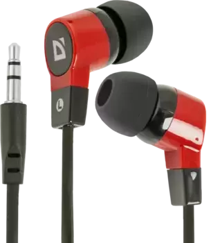 Наушники вставки DEFENDER Basic 619 (63619) чёрный + красный