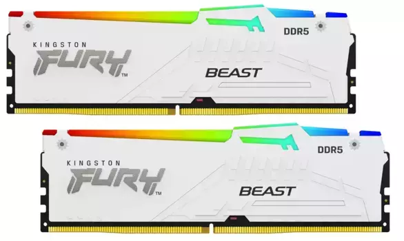 Оперативная память KINGSTON FURY Beast White RGB DIMM DDR5 32GB (2x16GB) 6000 MHz (KF560C40BWAK2-32)